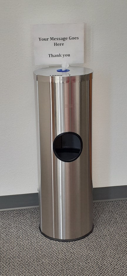 Stainless Steel Floor Stand Wipe Dispenser with sign board